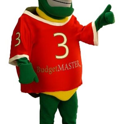 Costume de mascotte personnalisable de tortue verte et jaune, très souriante.