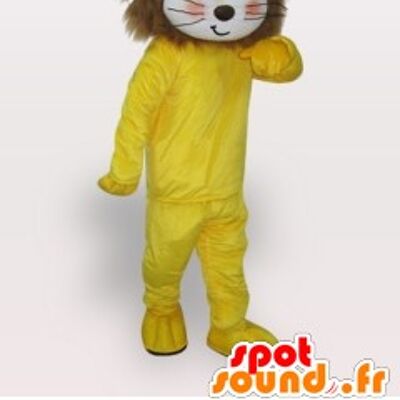 Costume de mascotte personnalisable de lionceau jaune et marron, doux et poilu.