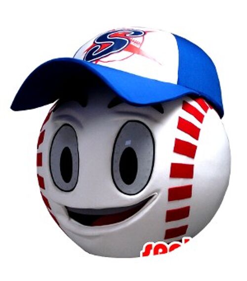 Costume de mascotte personnalisable de tête, en forme de balle de baseball géante.