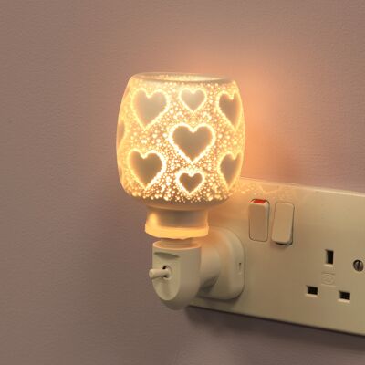 White Satin Heart Wall Plug-in Electric Melter