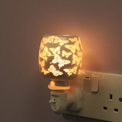 White Satin Butterfly Wall Plug-in Electric Melter