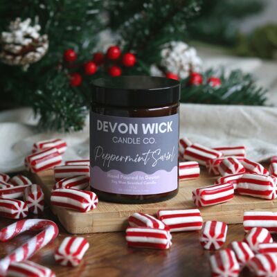 Peppermint Swirl Soy Wax Candle