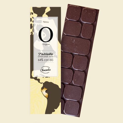 CHOCODIC - TABLETTE Chocolat Noir Origine Pérou 64%