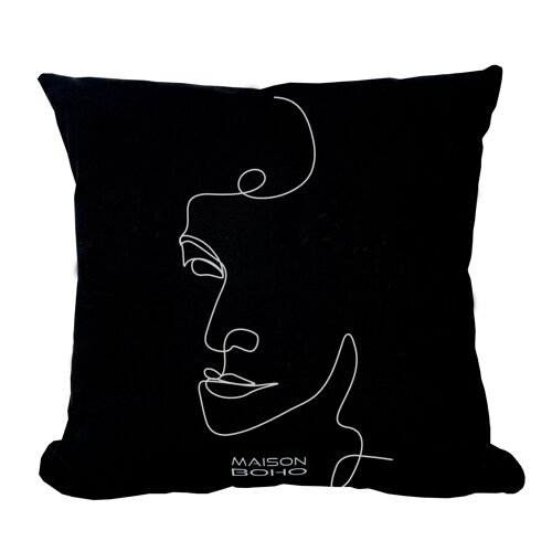 Maison Boho Cushion with filling The Face Black