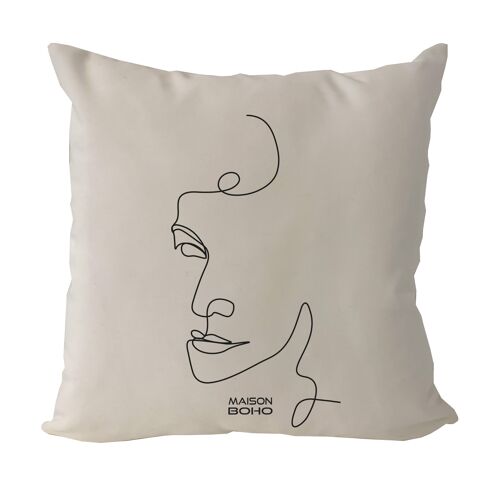 Maison Boho Cushion with filling The Face White