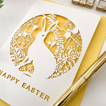 Carte de joyeux lapin de Pâques, carte d'oeuf de Pâques, carte de lièvre de Pâques 2