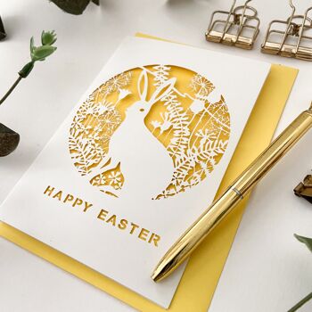 Carte de joyeux lapin de Pâques, carte d'oeuf de Pâques, carte de lièvre de Pâques 3