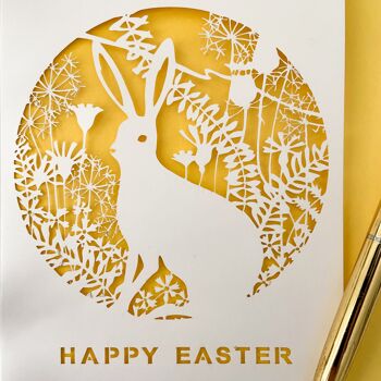 Carte de joyeux lapin de Pâques, carte d'oeuf de Pâques, carte de lièvre de Pâques 4