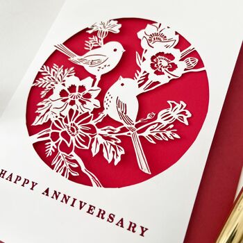 Carte d'anniversaire de couple d'oiseaux Wren, carte d'anniversaire romantique William Morris 2