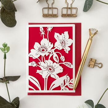 Carte d'anniversaire florale d'anémone, carte d'anniversaire de Windflower 1
