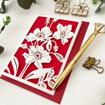 Carte d'anniversaire florale d'anémone, carte d'anniversaire de Windflower 3