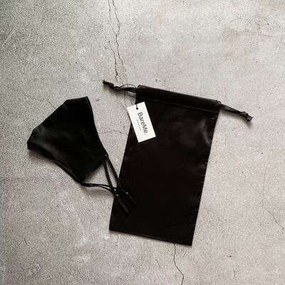 100% Silk Face Mask with Dust Bag - Black Abyss