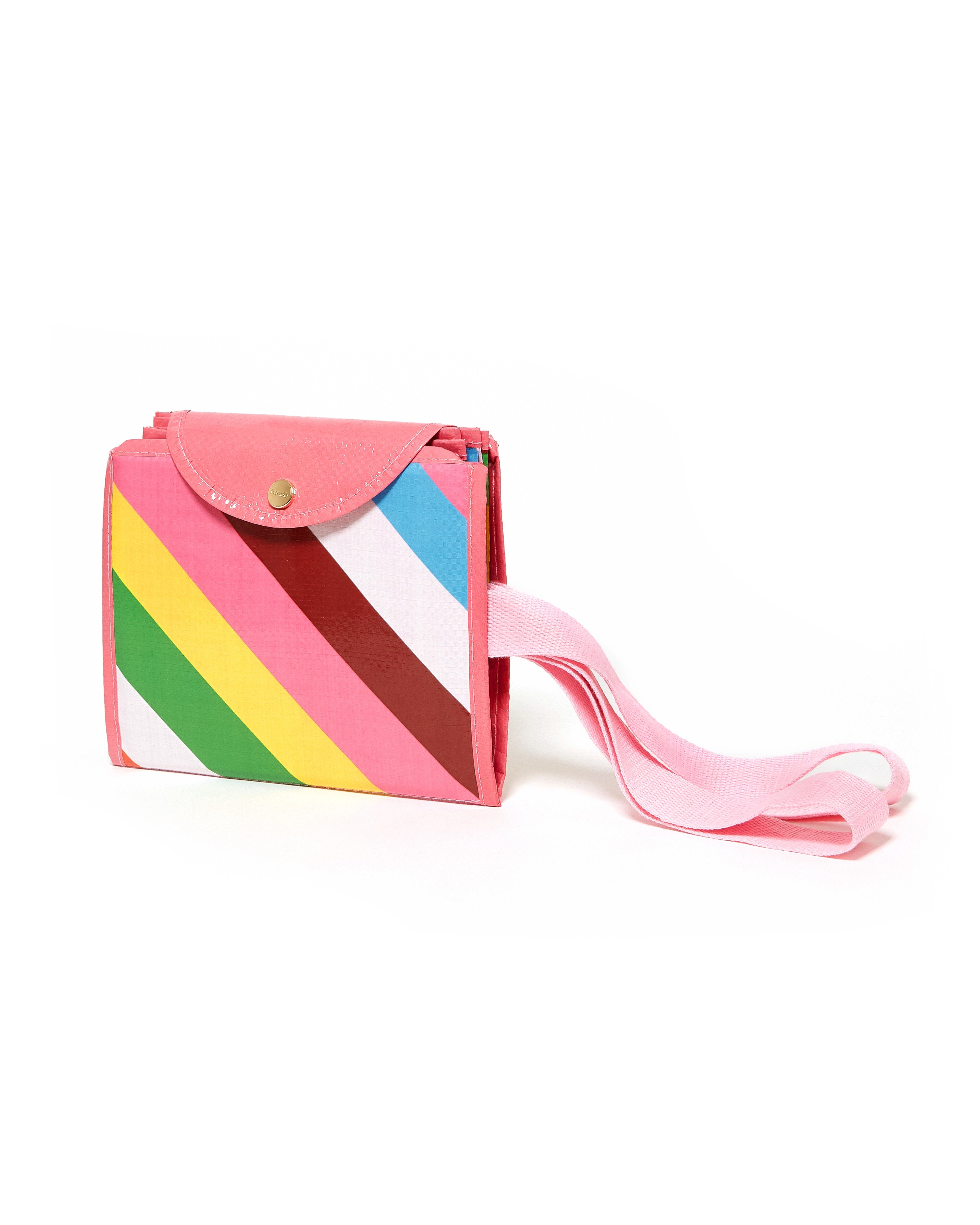 Reuse Reduce Foldable Market Bag, Rainbow Stripe