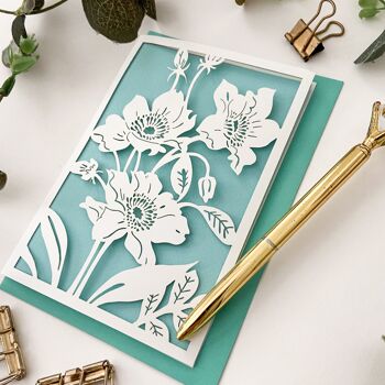 Carte d'anniversaire florale d'anémone, carte d'anniversaire de Windflower 2