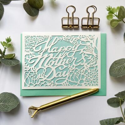 Carta per la festa della mamma, carta per la festa della mamma felice, carta bouquet di fiori per la mamma