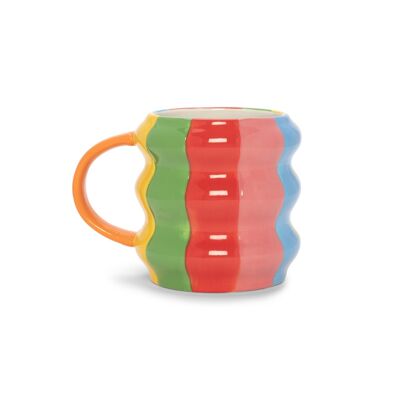 Taza de cerámica, rayas arcoíris