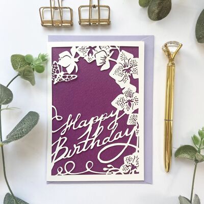 Tarjeta de cumpleaños de orquídeas, tarjeta de cumpleaños para amantes de las flores.