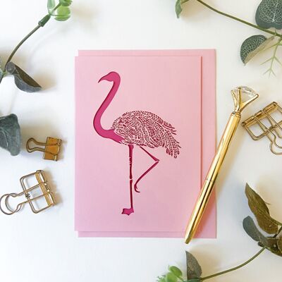 Flamingo birthday card, Flamingo lover card