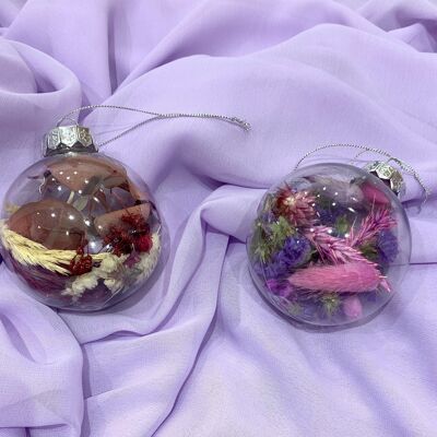 Handmade Dried Flowers Baubles 10 cm | Purple