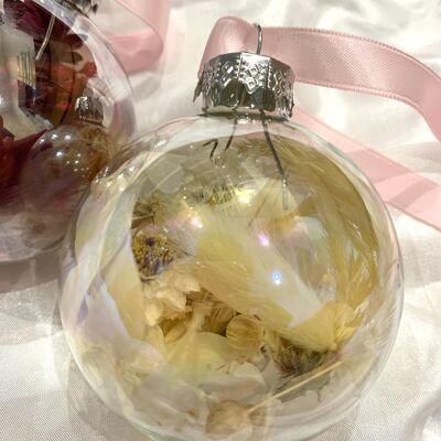 Handmade Dried Flower One Piece Bauble 6 cm | Orange