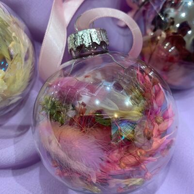 Handmade Dried Flowers Baubles Set 6 cm - Set of 3 baubles