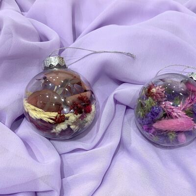 Handmade Dried Flowers Baubles 8 cm | Red