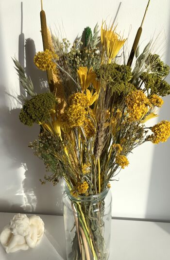 Bouquet de fleurs séchées jaunes et vertes 4