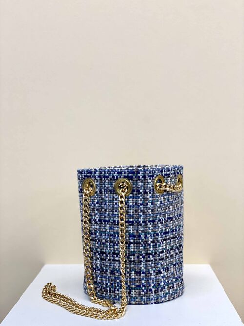 Sac seau TWEED BLEU petit modèle