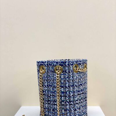 Sac seau TWEED BLEU petit modèle