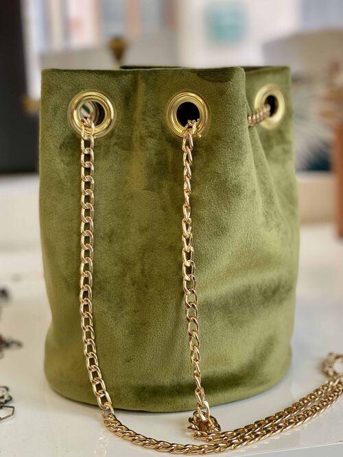 Sac Seau VELOURS VERT MOUSSE petit modèle