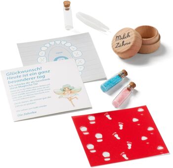 ( DEUTSCH ) Zahnfee Zahndose Milchzähne Mädchen Milchzahndose Zahndose aus Holz inkl. Grußkarte 2