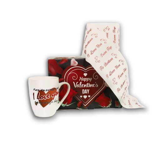 MIAMIO - Lustiges Toilettenpapier + Tasse als Geschenk für Sie/Ihn zum Valentinstag (I love you from top to bottom & Valentines day)