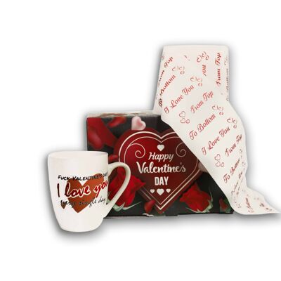 MIAMIO - Papier toilette rigolo + mug en cadeau pour lui/elle le jour de la Saint Valentin (Je t'aime de haut en bas & Saint Valentin)