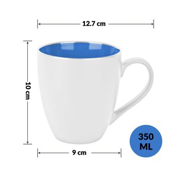MIAMIO - Set de 6 Tasses à Café/Tasses à Café 350ml - Collection Le Papillon (Blanc-Bleu) 6