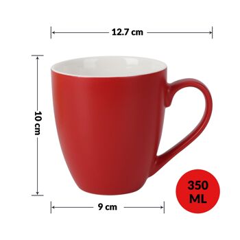 MIAMIO - Set 6 Tasses à Café/Mug à Café 350ml - Collection Le Papillon (Rouge-Blanc) 6