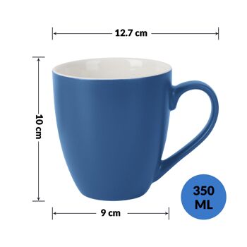 MIAMIO - Ensemble de 6 tasses à café/tasse à café de 350 ml - Collection Le Papillon (Bleu-Blanc) 6
