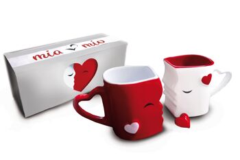 MIAMIO - Ensemble de tasses à café en céramique/Kissing Mugs Cadeaux pour femmes/hommes/petit ami/petite amie pour mariage/Noël (rouge) 2