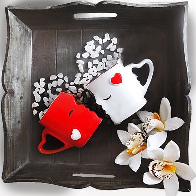 MIAMIO - Juego de tazas de café de cerámica/tazas para besar regalos para mujeres/hombres/novio/novia para boda/Navidad (rojo)