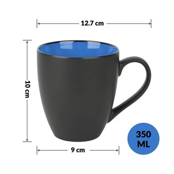 MIAMIO - Ensemble de 6 tasses à café/tasse à café 350ml - Collection Le Papillon (Noir-Bleu) 2