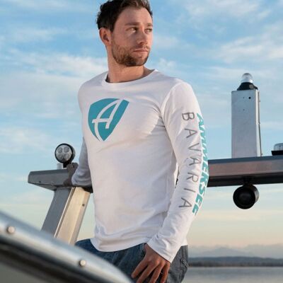 Herren-Longsleeve Bio-Baumwolle CB | White Aqua