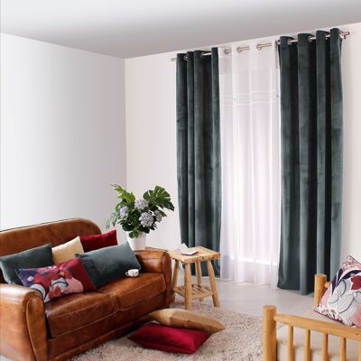 Medium Gray Velvet TEDDY Curtain