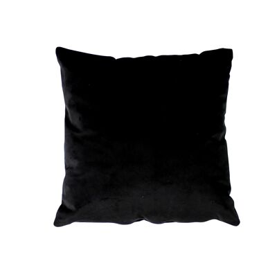 Square cushion with removable cover, velvet, 40x40cm, Black, NOUNOURS Collection