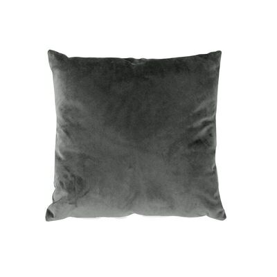 Square cushion with removable cover, velvet, 40x40cm, Medium Gray, NOUNOURS Collection