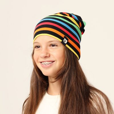 Snood Cosy Rib Biologico - Nero Multistripe