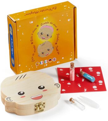 (ITALIEN) Scatola porta dentini da Latte nascita cadeau - scatola in legno con pinzetta ebrillantini (bimbo) 1