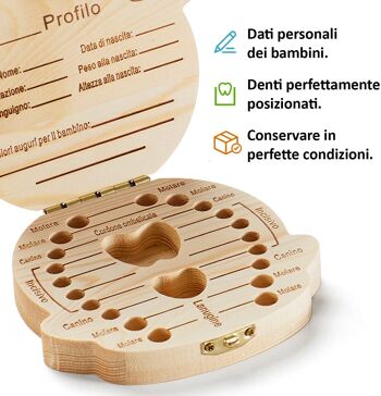 (ITALIEN) Scatola porta dentini da Latte nascita cadeau - scatola in legno con pinzetta ebrillantini (bimbo) 3