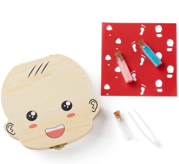 (ITALIEN) Scatola porta dentini da Latte nascita cadeau - scatola in legno con pinzetta ebrillantini (bimbo) 6