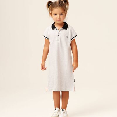 Organic Polo Dress - Grey Marl