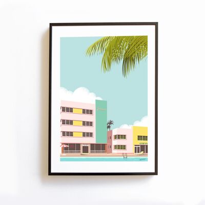 Affiche Parisian Hotel Miami vintage format A3
