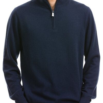 Men Navy Half Zip Sweater